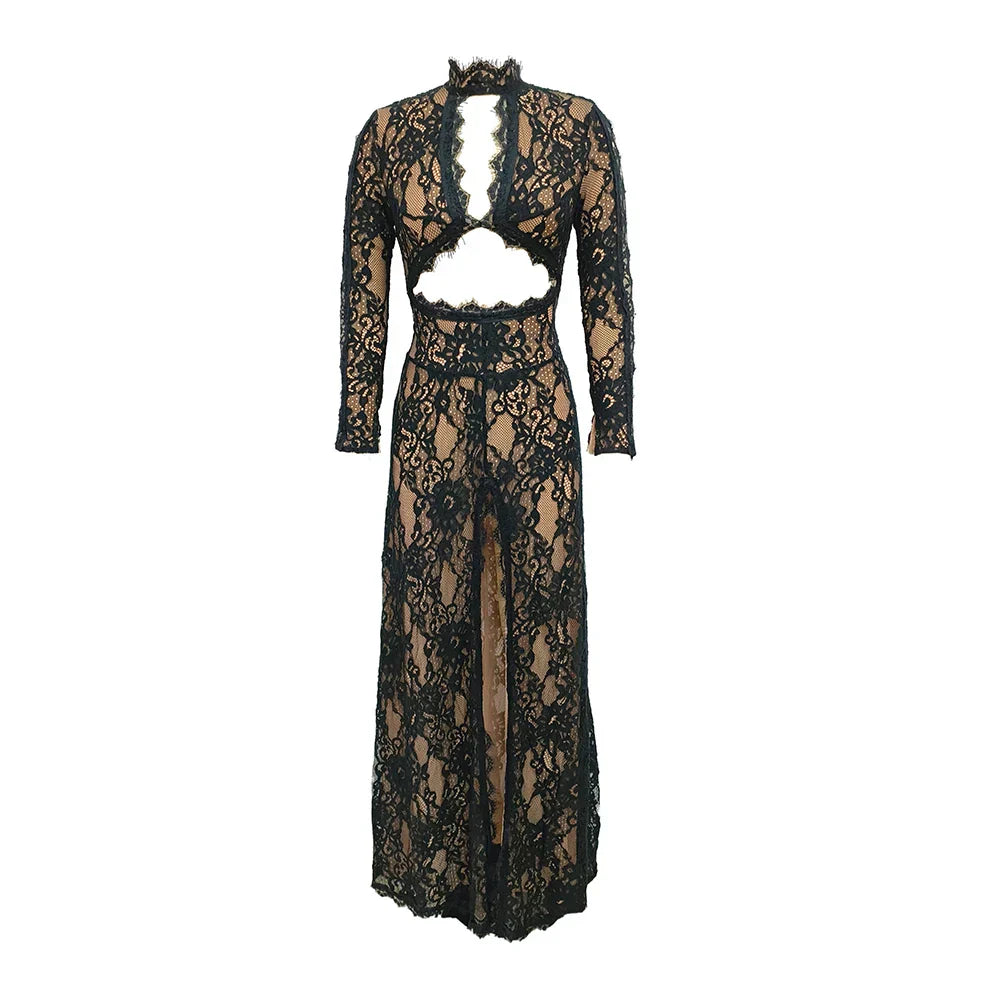AMELIA LACE MAXI DRESS Black