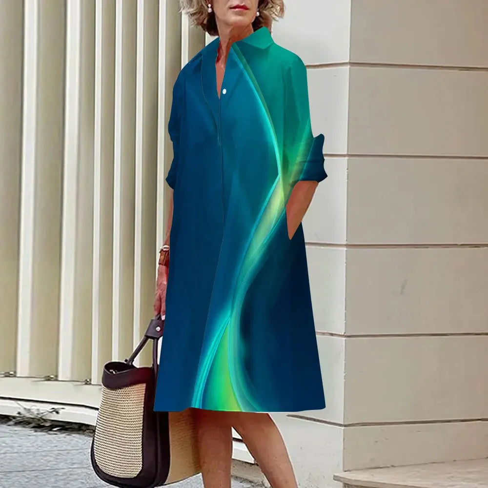 Alba Boutique Women's Midi Shirt Dress with Button Placket Collection