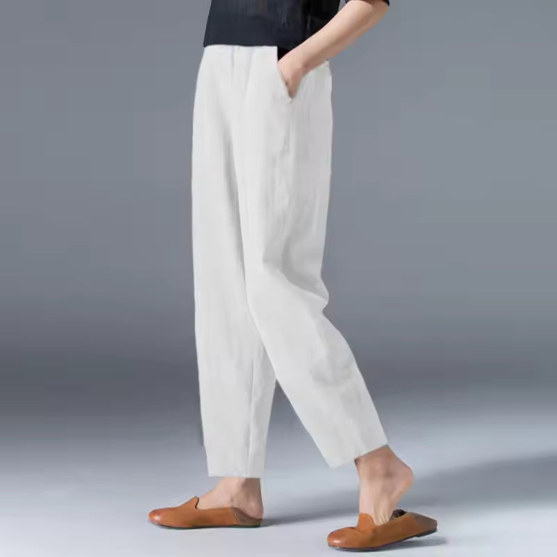 High Waist Tapered Leg Pull On Pants