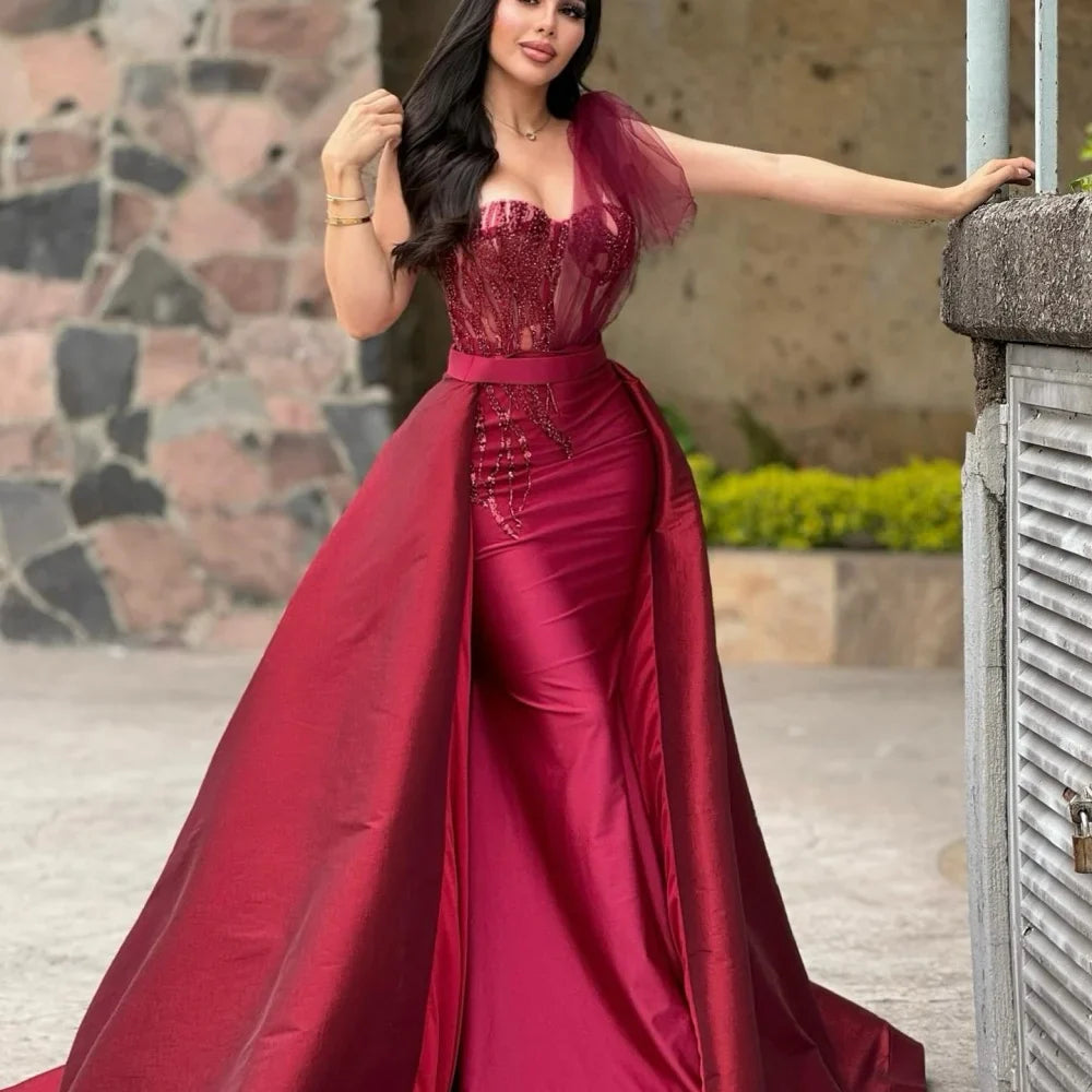 Embroidery Satin ALine Prom Dress