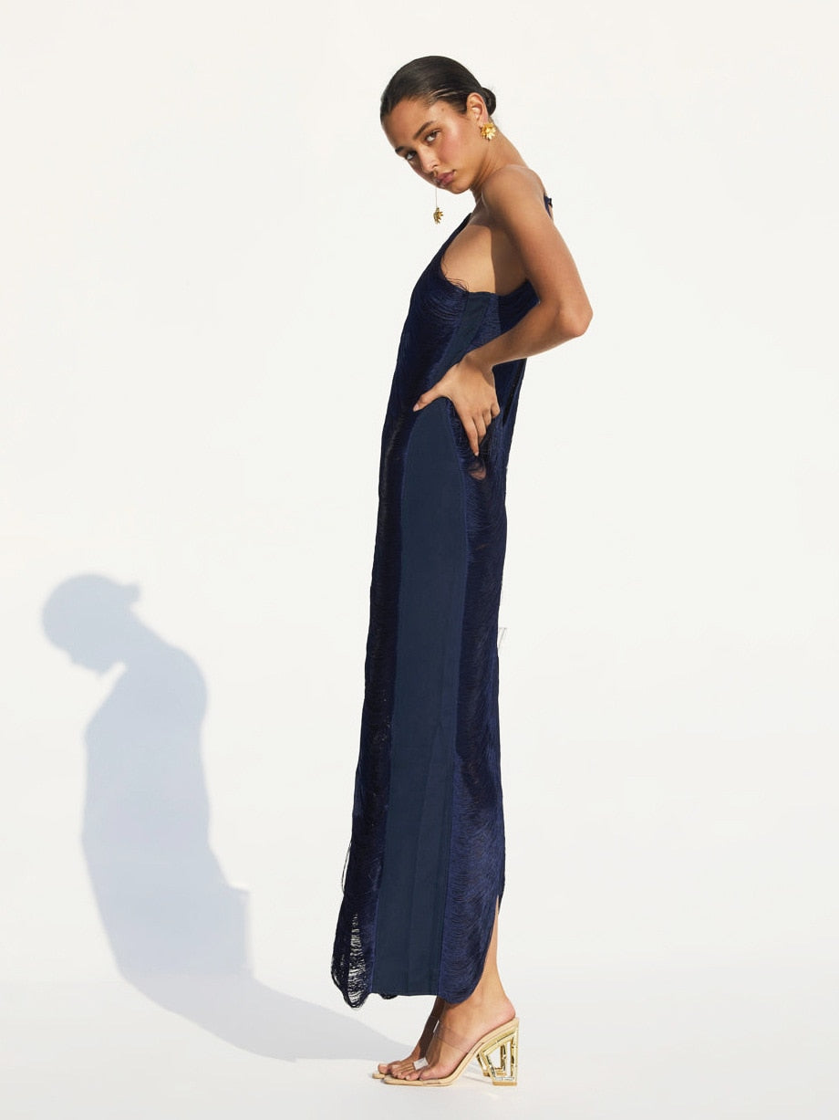 CELEB FUR IRREGULAR MAXI DRESS