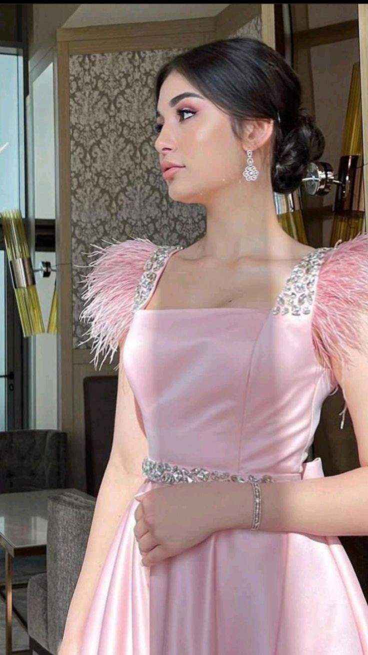 Pink A-line Satin Prom Dress,Pink Senior Prom Gown cc1009