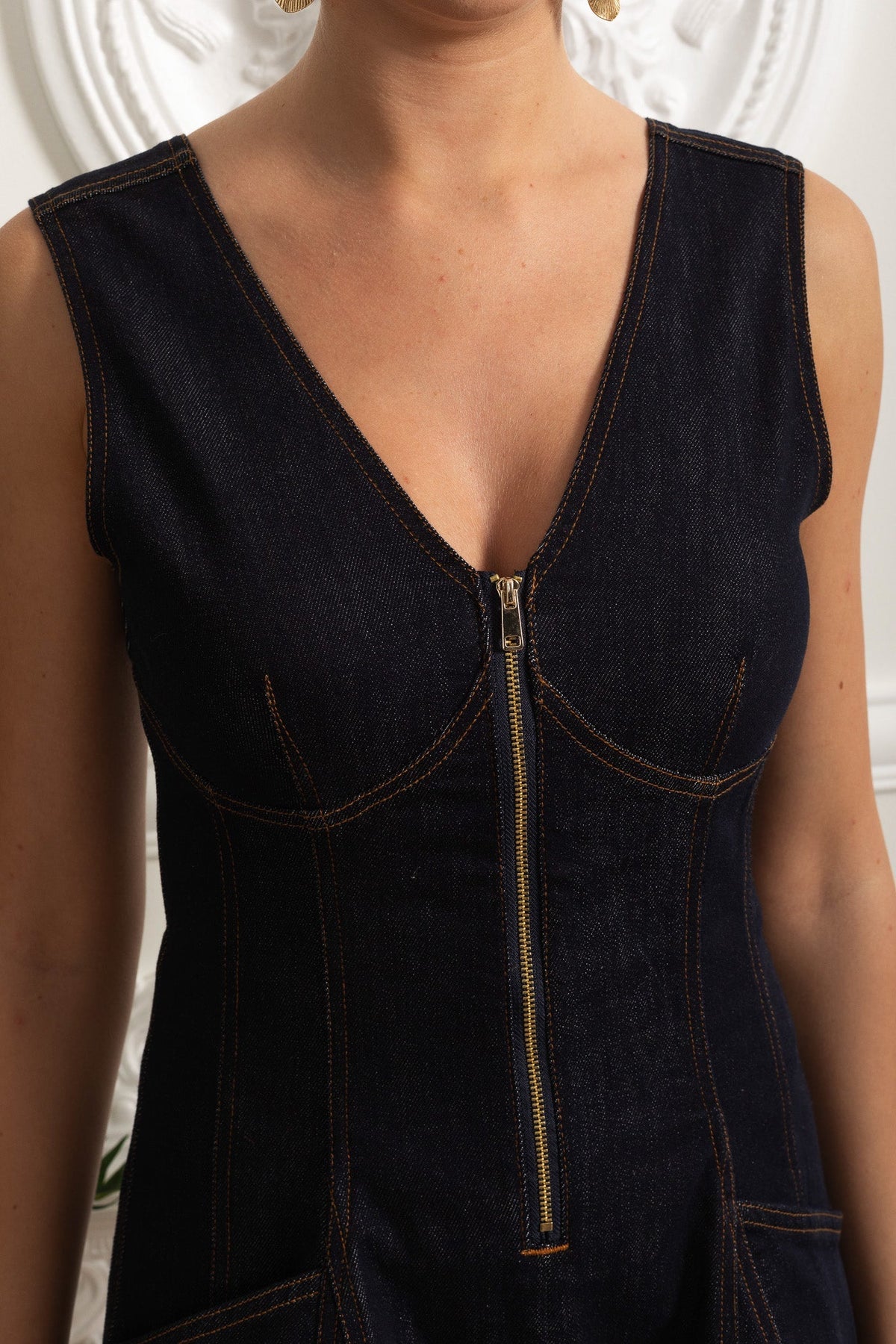 Denim Sleeveless Mini Dress - View 4