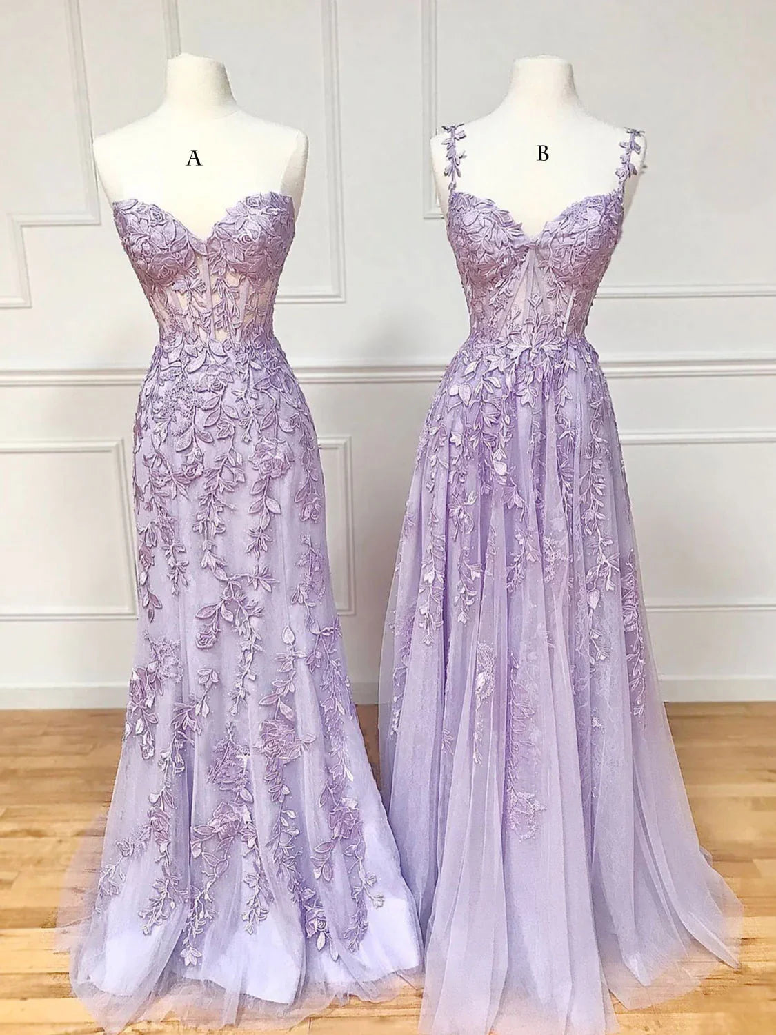 Elegant Mermaid Sleeveless Lace Lilac Evening Prom Dresses Long Prom Dresses SD1420