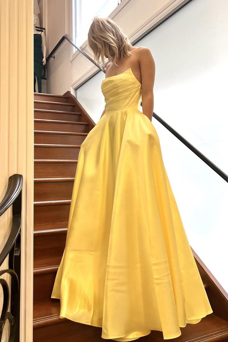 Pretty A Line Strapless Green Long Satin Prom Dresses Formal Evening Dress SD2406