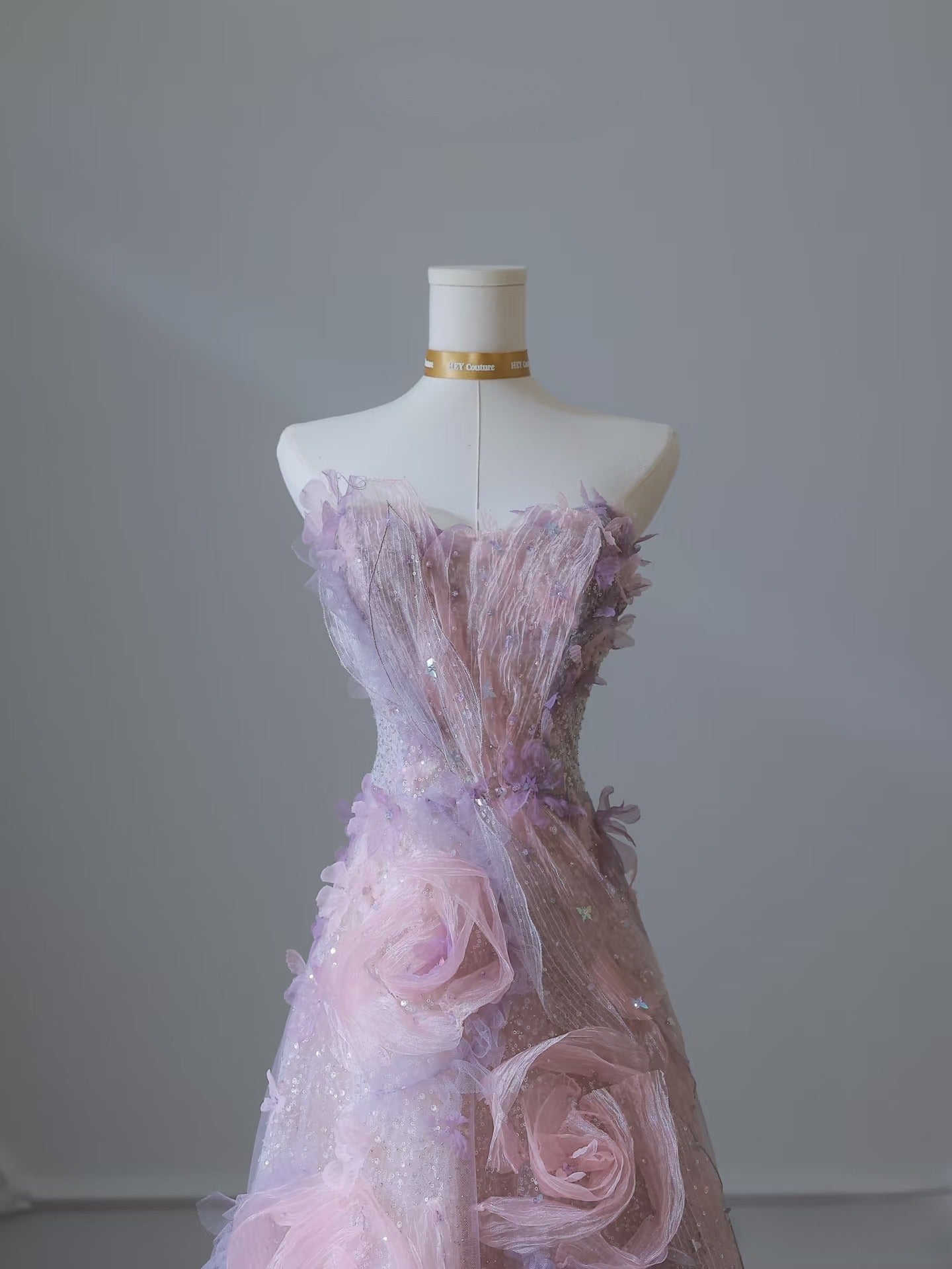 Classy Balll Gown Sweetheart Floral Lilac Tulle Long Evening Dress Prom Dresses SD2517