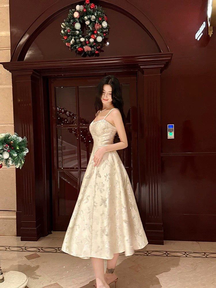 Sexy A Line Spaghetti Straps Neckline Satin Evening Dress Lace Prom Dresses SD2839