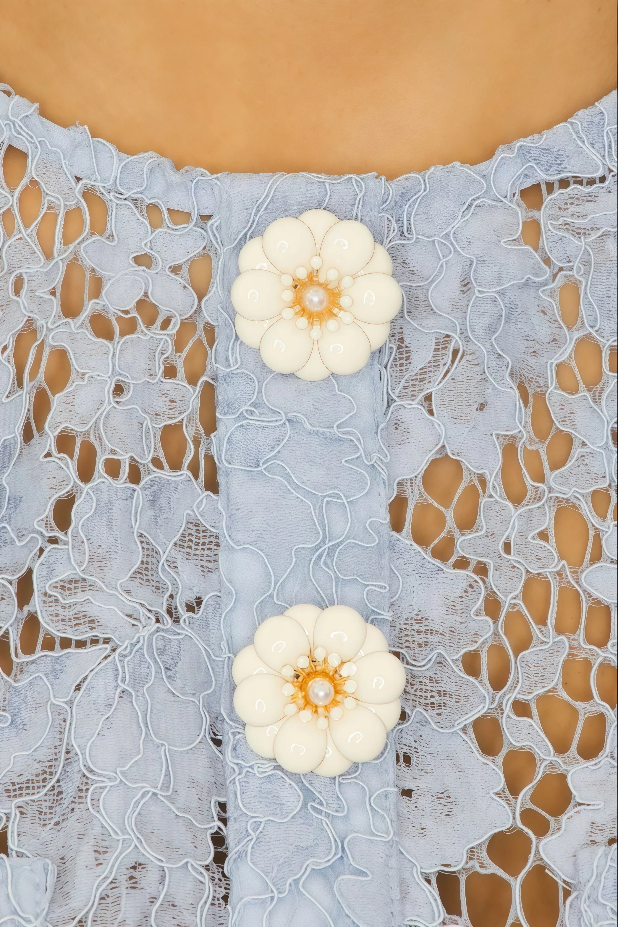 Emely Blue Sleeveless Lace Mini Dress - View 5