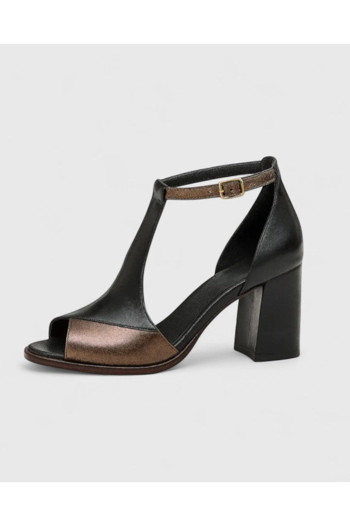 Peep Toe Ankle Strap Block Heel Sandals