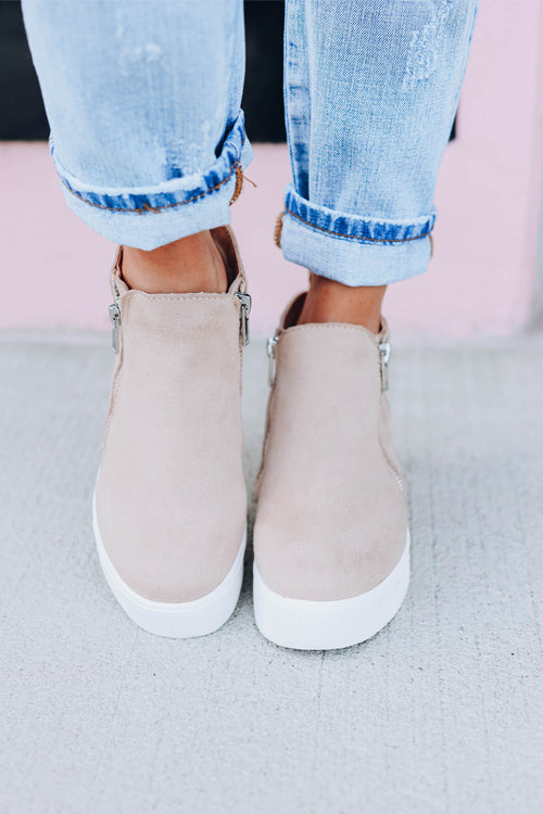 Side Zipper Wedge Sneaker