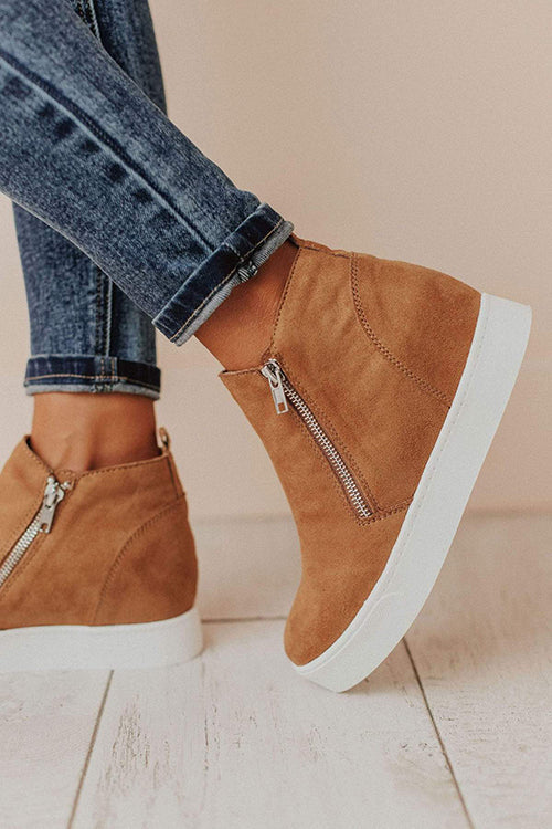 Side Zipper Wedge Sneaker