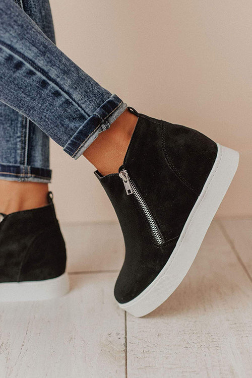Side Zipper Wedge Sneaker