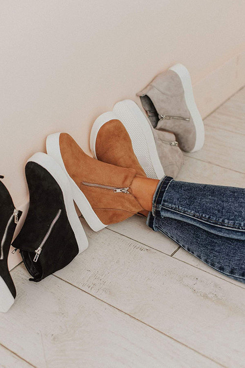 Side Zipper Wedge Sneaker