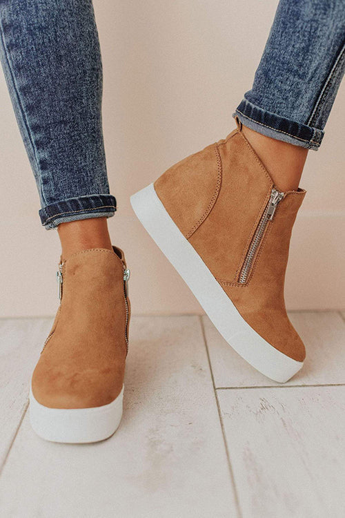 Side Zipper Wedge Sneaker