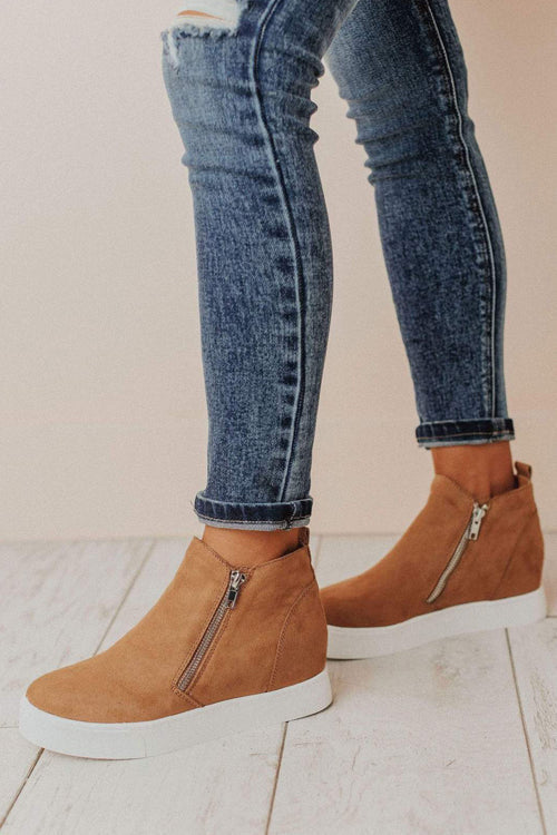 Side Zipper Wedge Sneaker