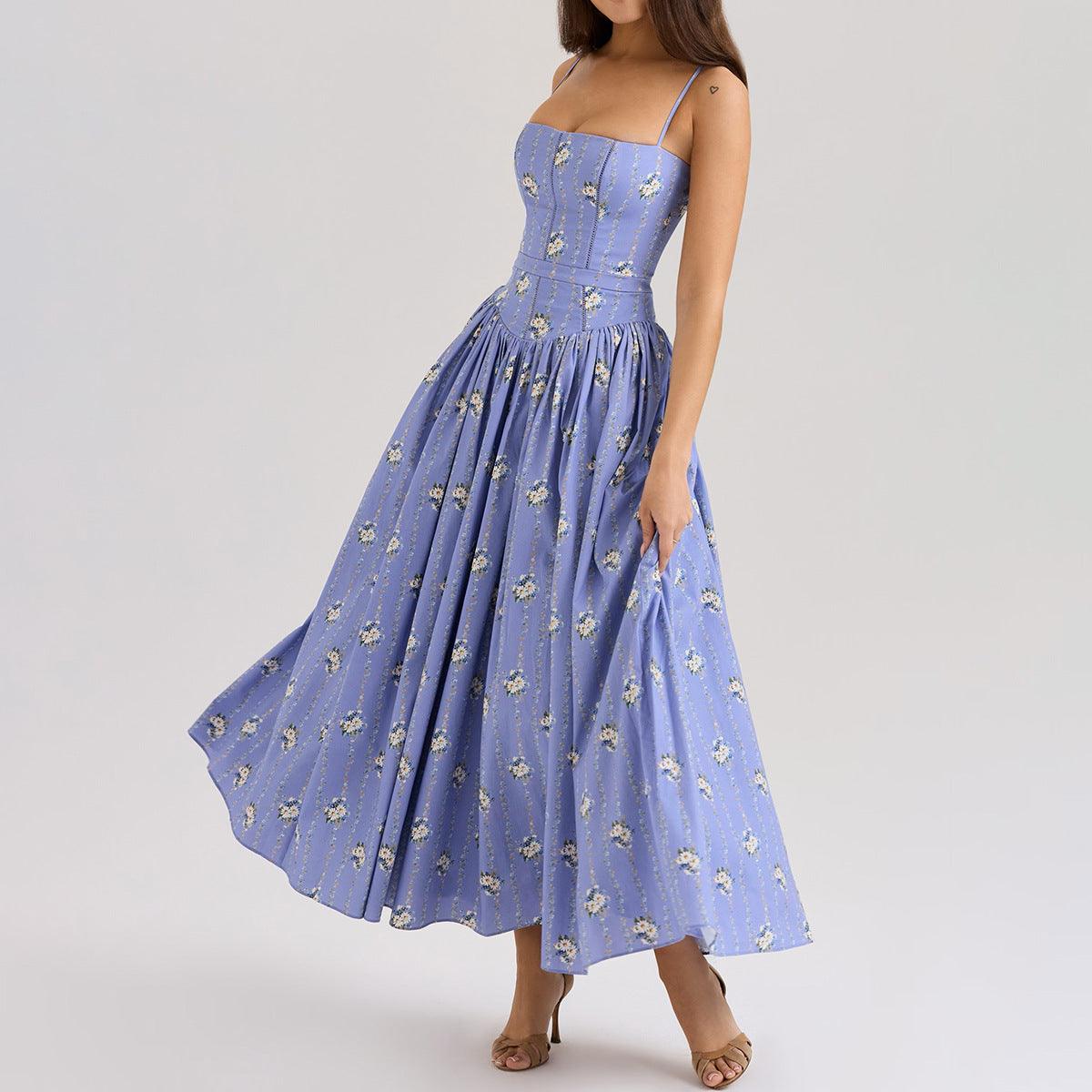 Printed fitted camisole midi dress Purple