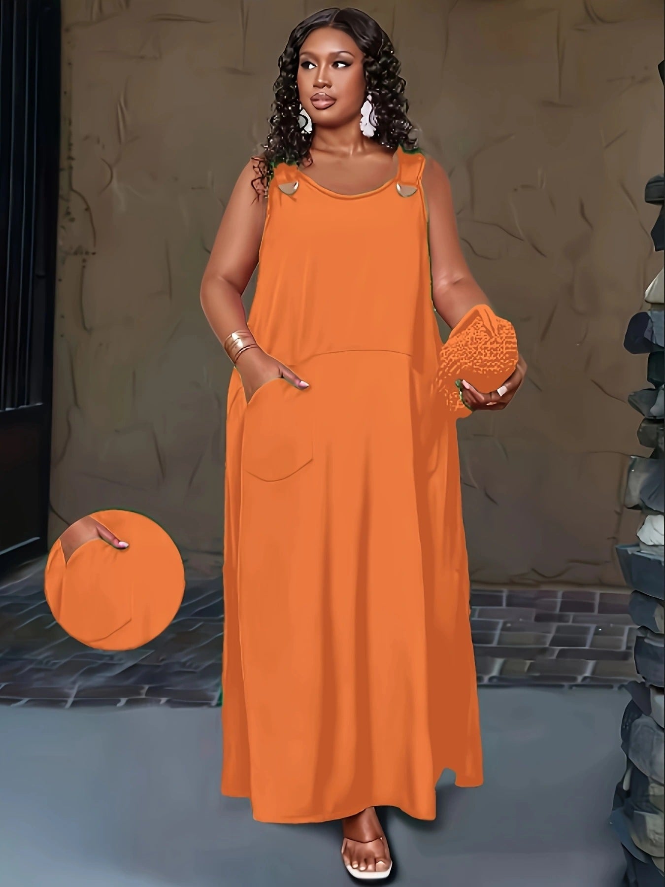 Sleeveless Cut Out Pocket Maxi Dress 3
