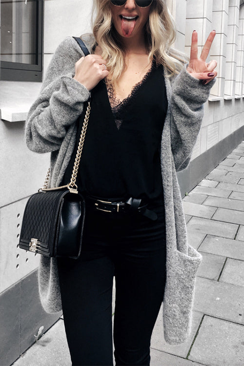 Pocket Knitting Long Coat