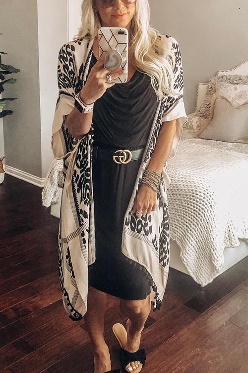 Print Pompom Cardigam