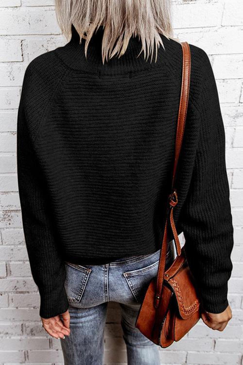 Zipper High Collar Sweater