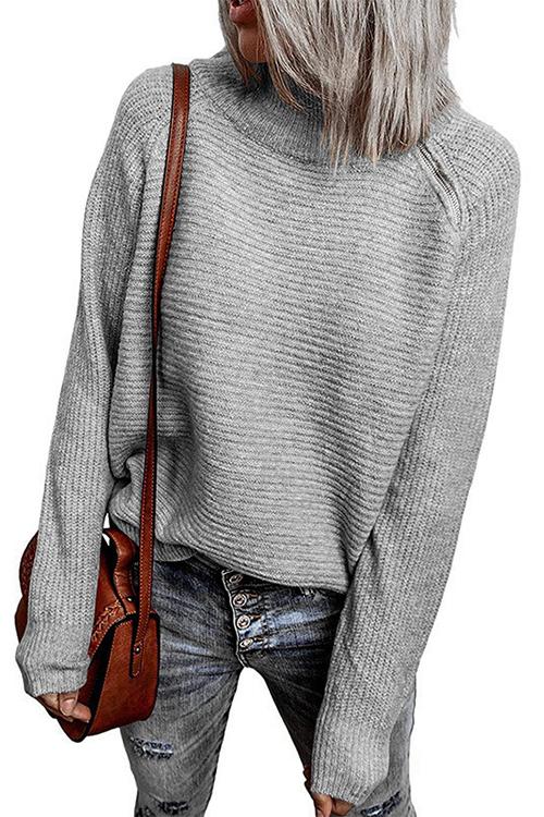 Zipper High Collar Sweater