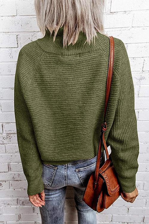 Zipper High Collar Sweater