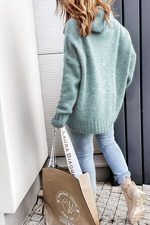 Cowl Neck Pockets Hooded Sweater