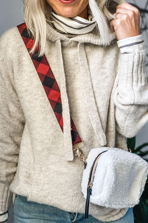Cowl Neck Pockets Hooded Sweater