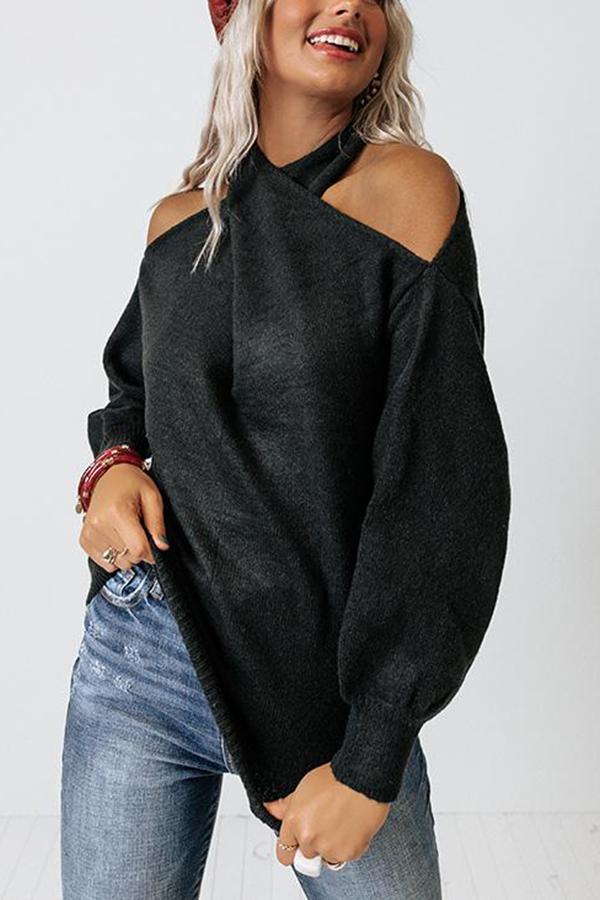 Multi Strap Cold Shoulder Sweater