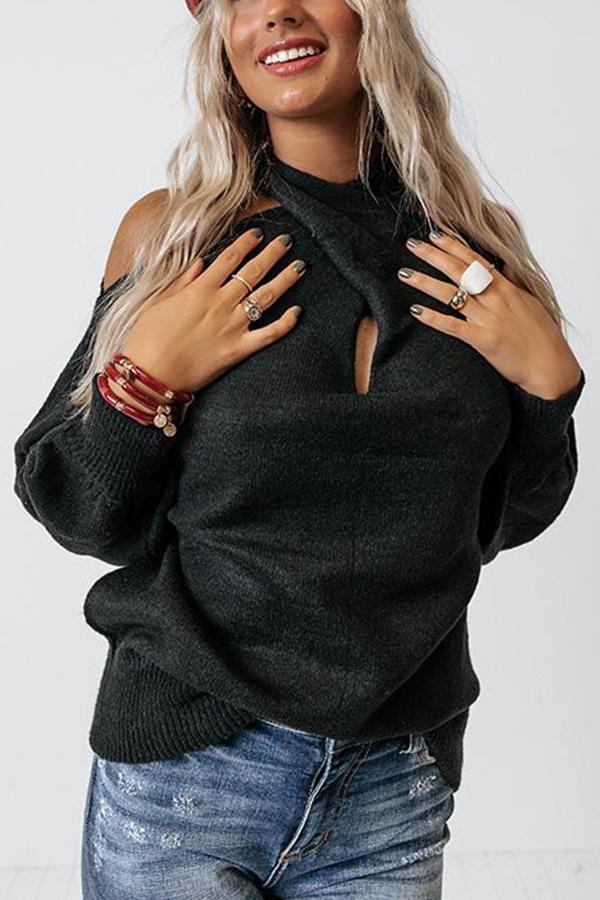 Multi Strap Cold Shoulder Sweater