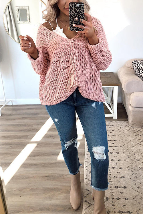 Violet V Neck Loose Sweater