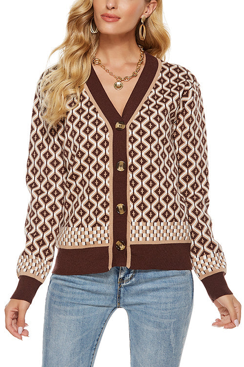 Argyle Button Cardigan