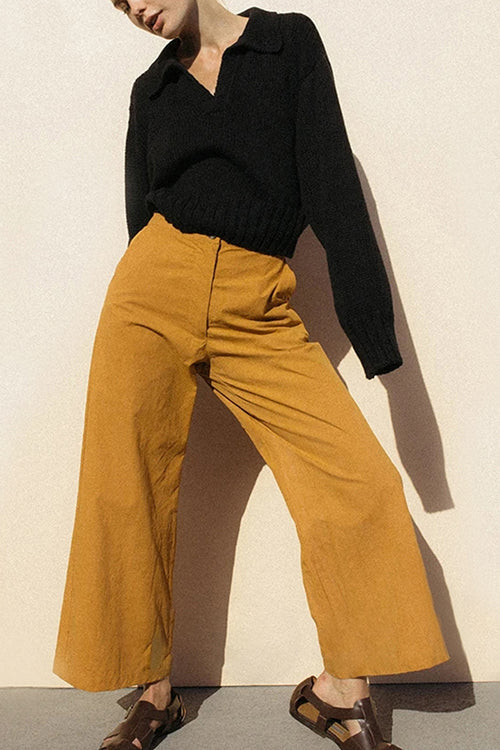 V Turndown Collar Sweater