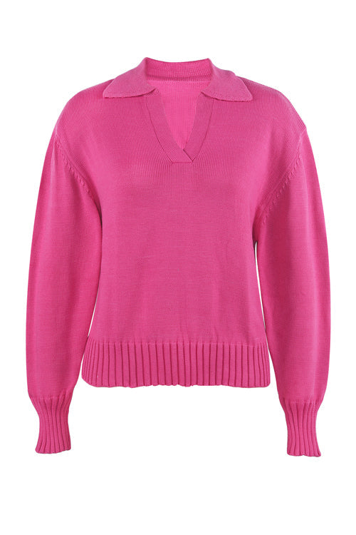 V Turndown Collar Sweater