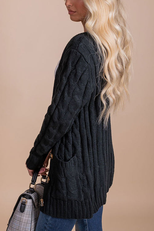 Button Cable Knit Cardigan