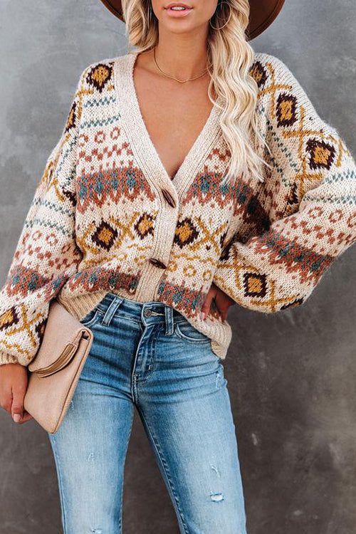 Boho Horn Button Cardigan