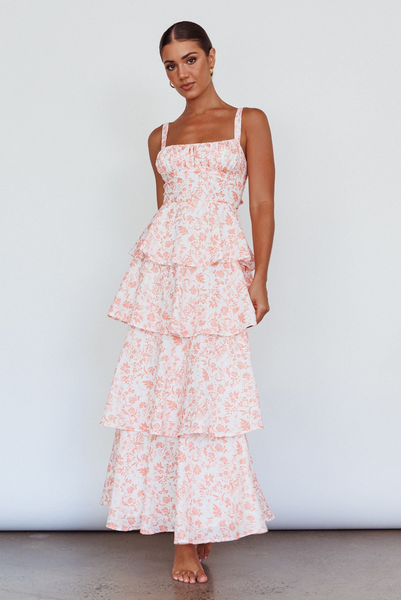 Floral Tie Back Tiered Maxi Dress 3