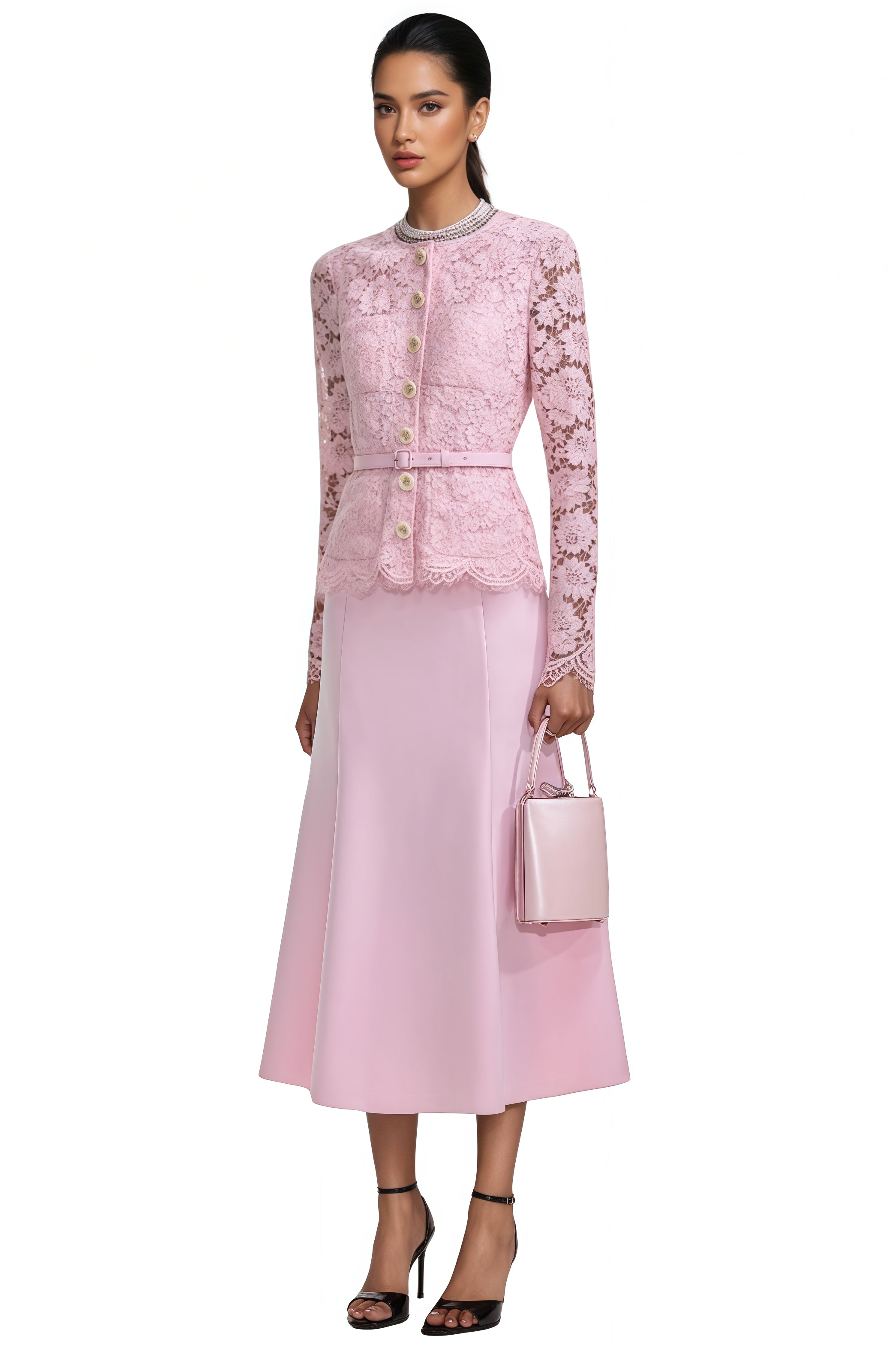 Lace Floral Midi Dress