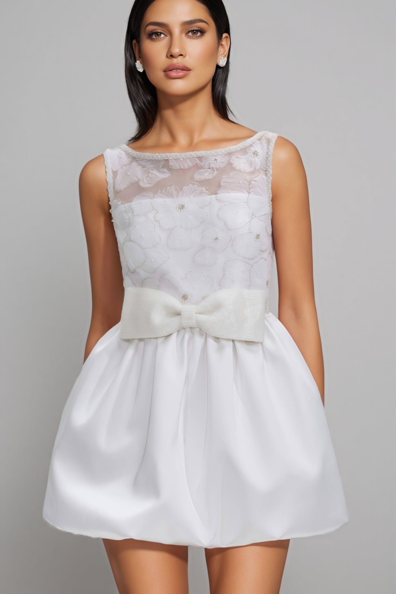 Jarierk White Tulle Mini Dress - View 3