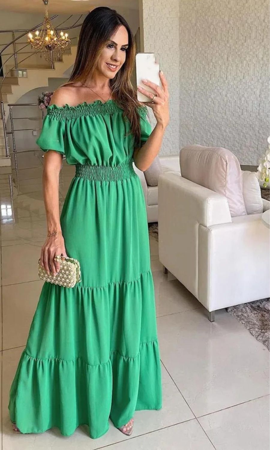 Ribbed V-Neck Short Sleeve Summer Midi Dress