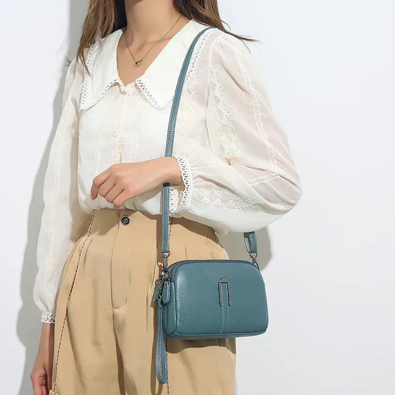Zip Top Structured Small Crossbody Bag