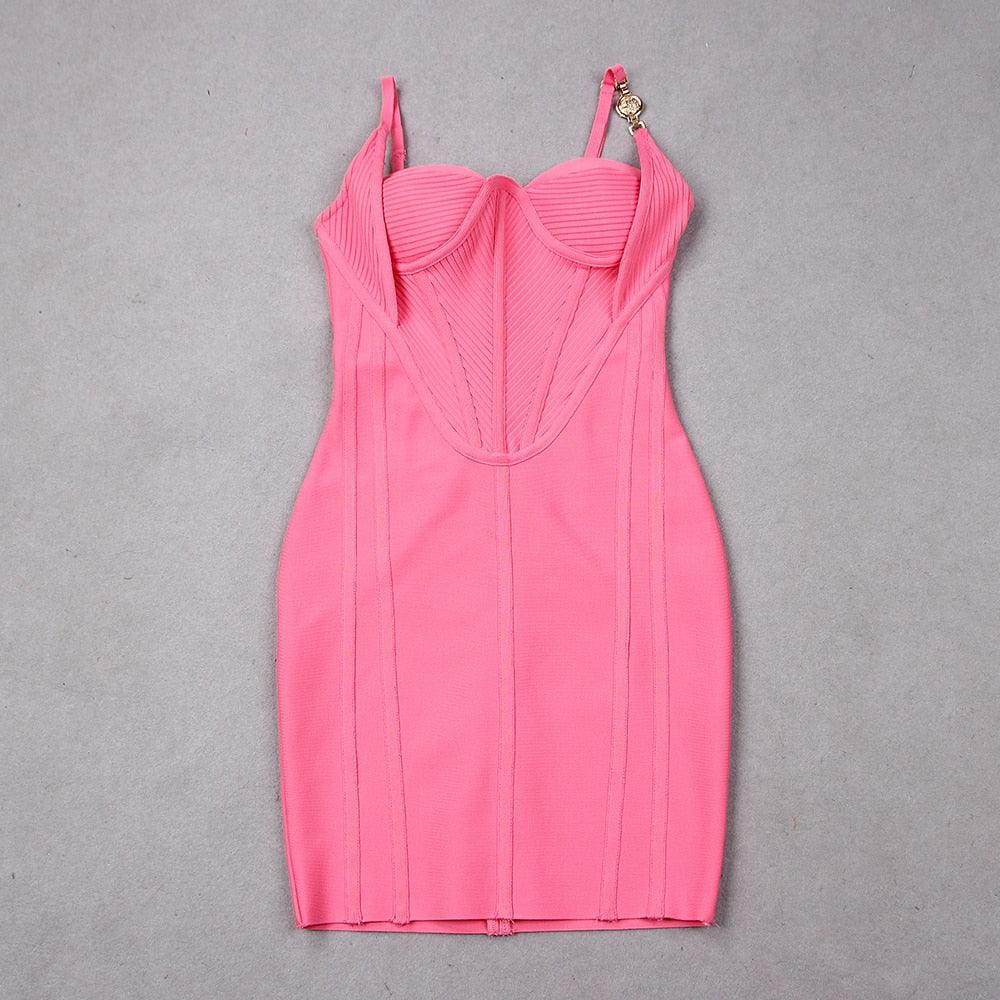Mesh Spaghetti Strap Bustier Corset Bodycon Mini Dress