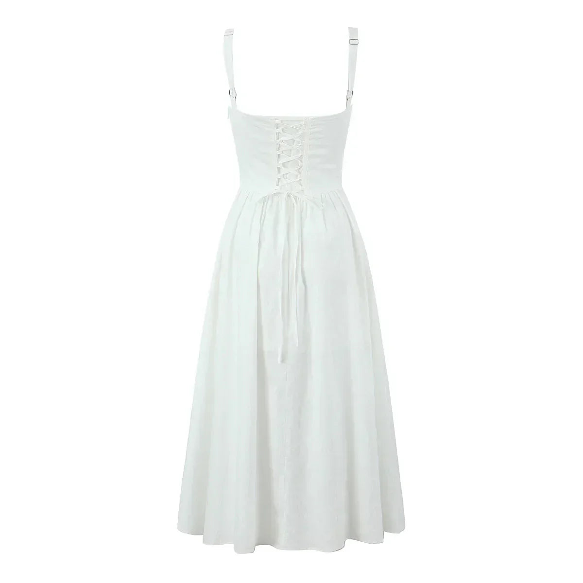 Corset Sweetheart Neck Spaghetti Strap High Split Midi Dress