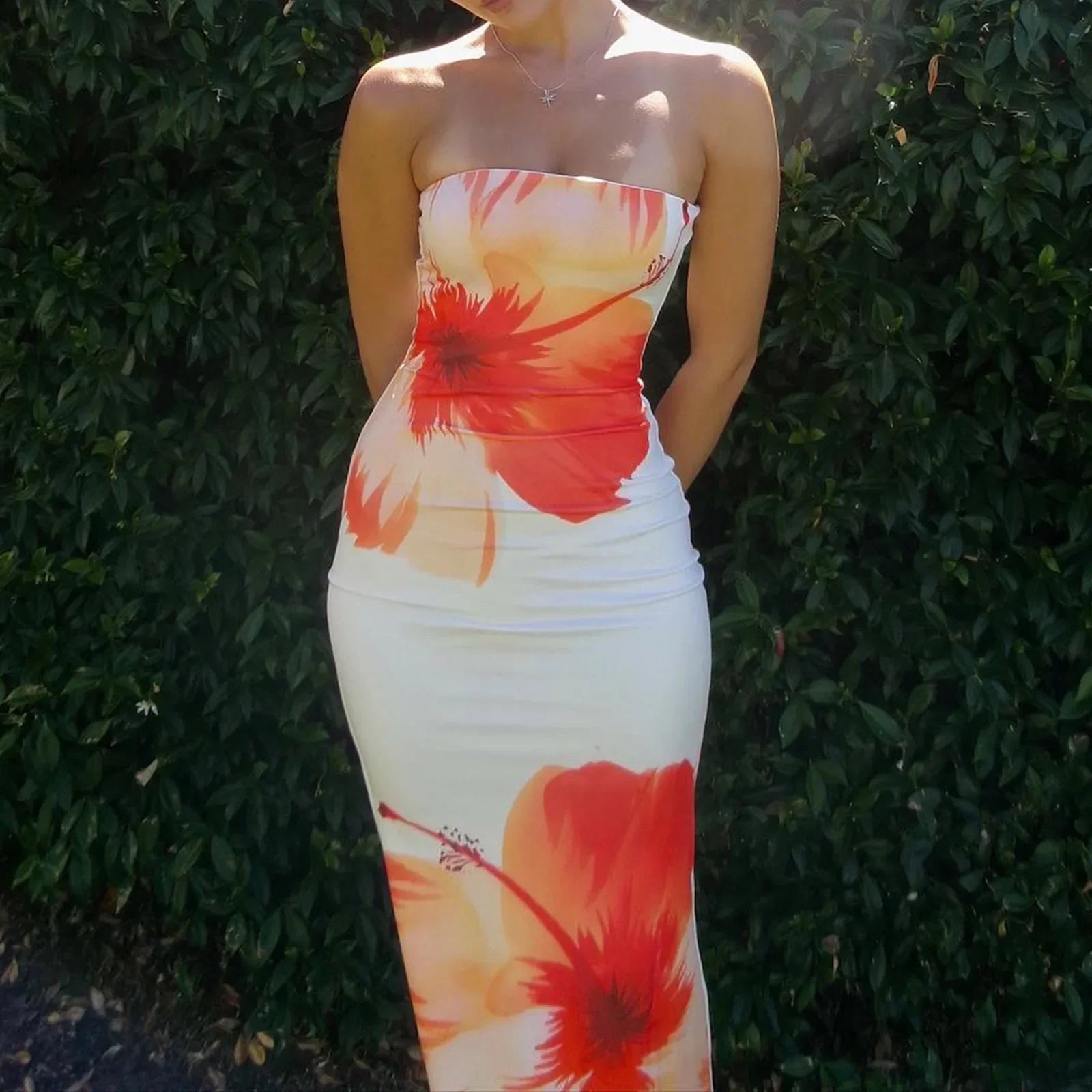 Off Shoulder Tube Party Floral Dress