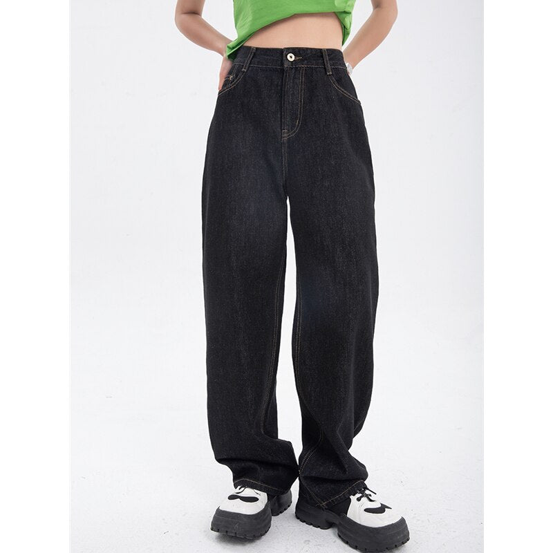 Vintage Washed Straight-Leg Denim Jeans