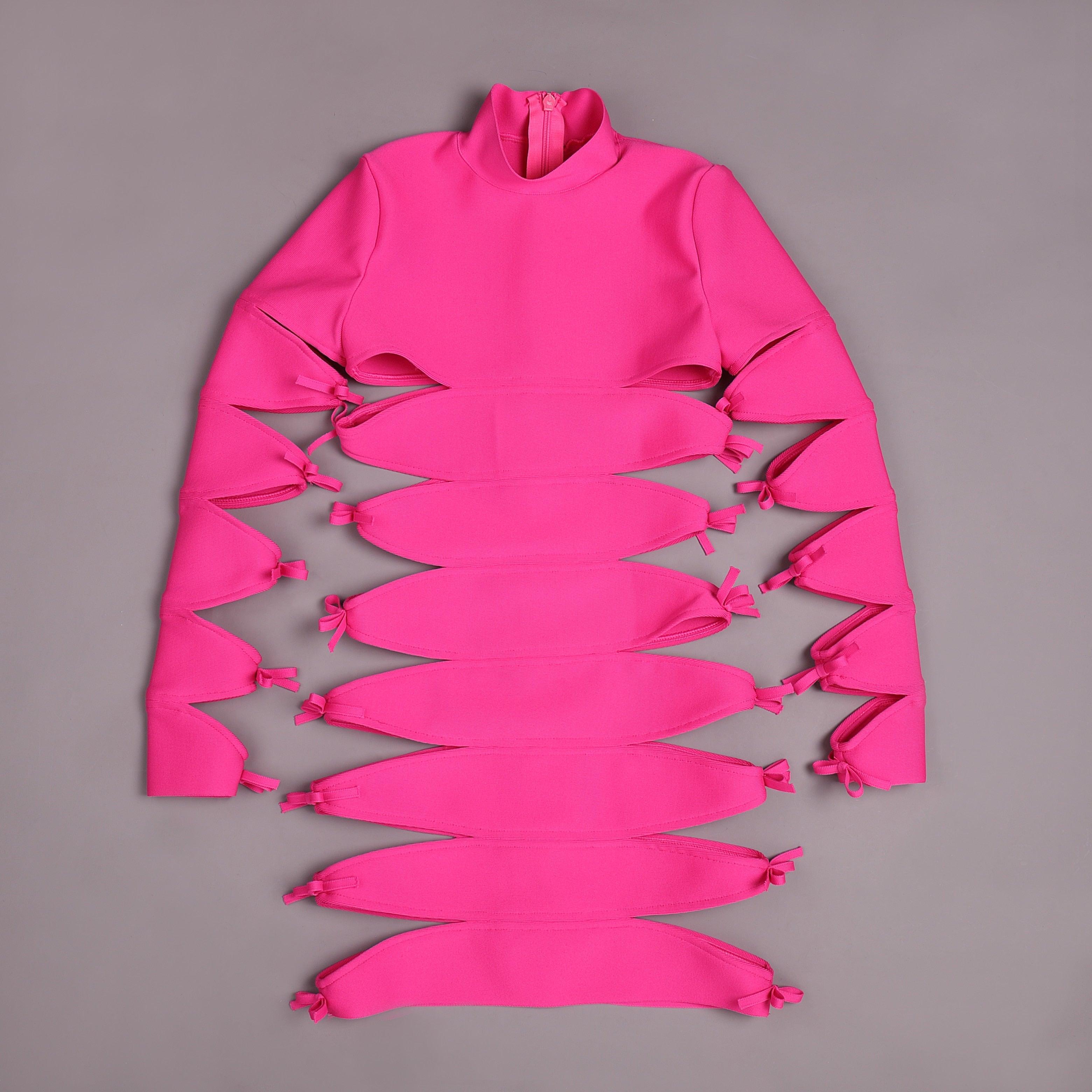 Long Sleeve Turtleneck Side Cut Out Bow Detail Bodycon Mini Dress