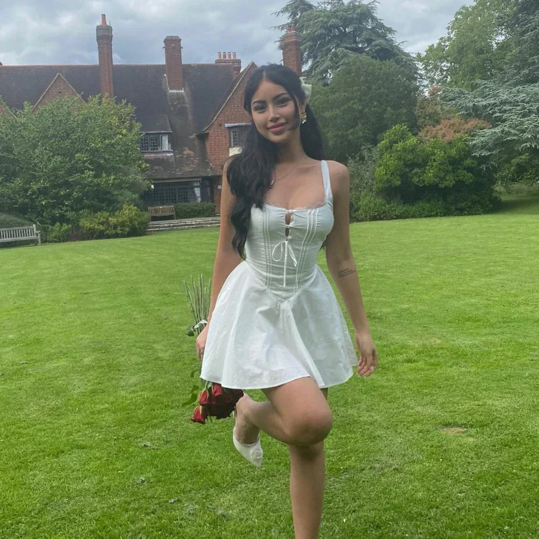 Square Neck Corset Fit and Flare Mini Dress