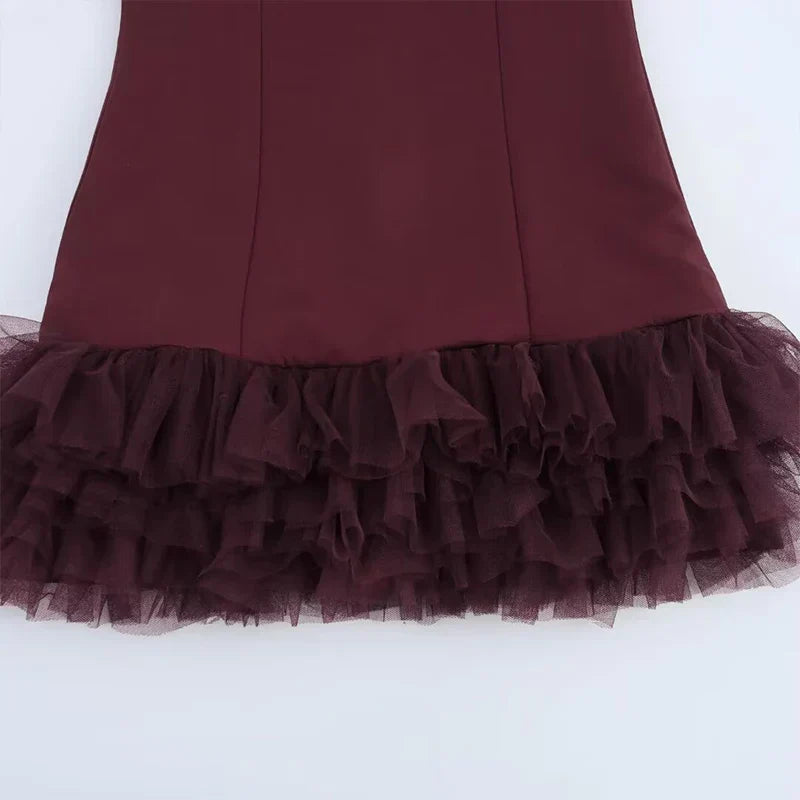Sequin High Neck Long Sleeve Feather Trim Bodycon Mini Dress