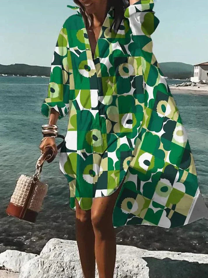 Tamar Aesthetic Wide, Colorful Dress with Summery Patterns Evening Wear Edit