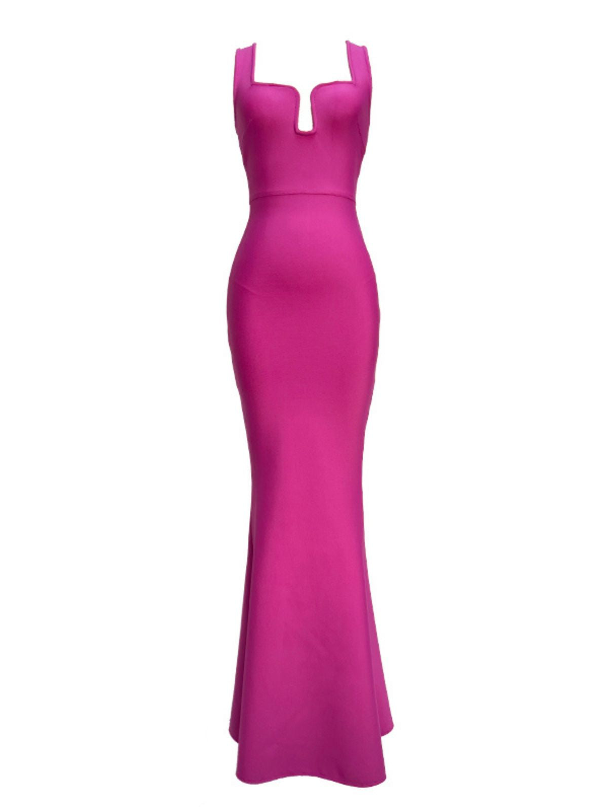 Square Neck Sleeveless Bandage Mermaid Maxi Dress